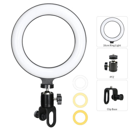 6.3 Inch LED Ring Lights Round Lamp Selfie Live Streaming USB Desktop Clip for Youtube Macbook PC Laptop Computer Tiktok Stream
