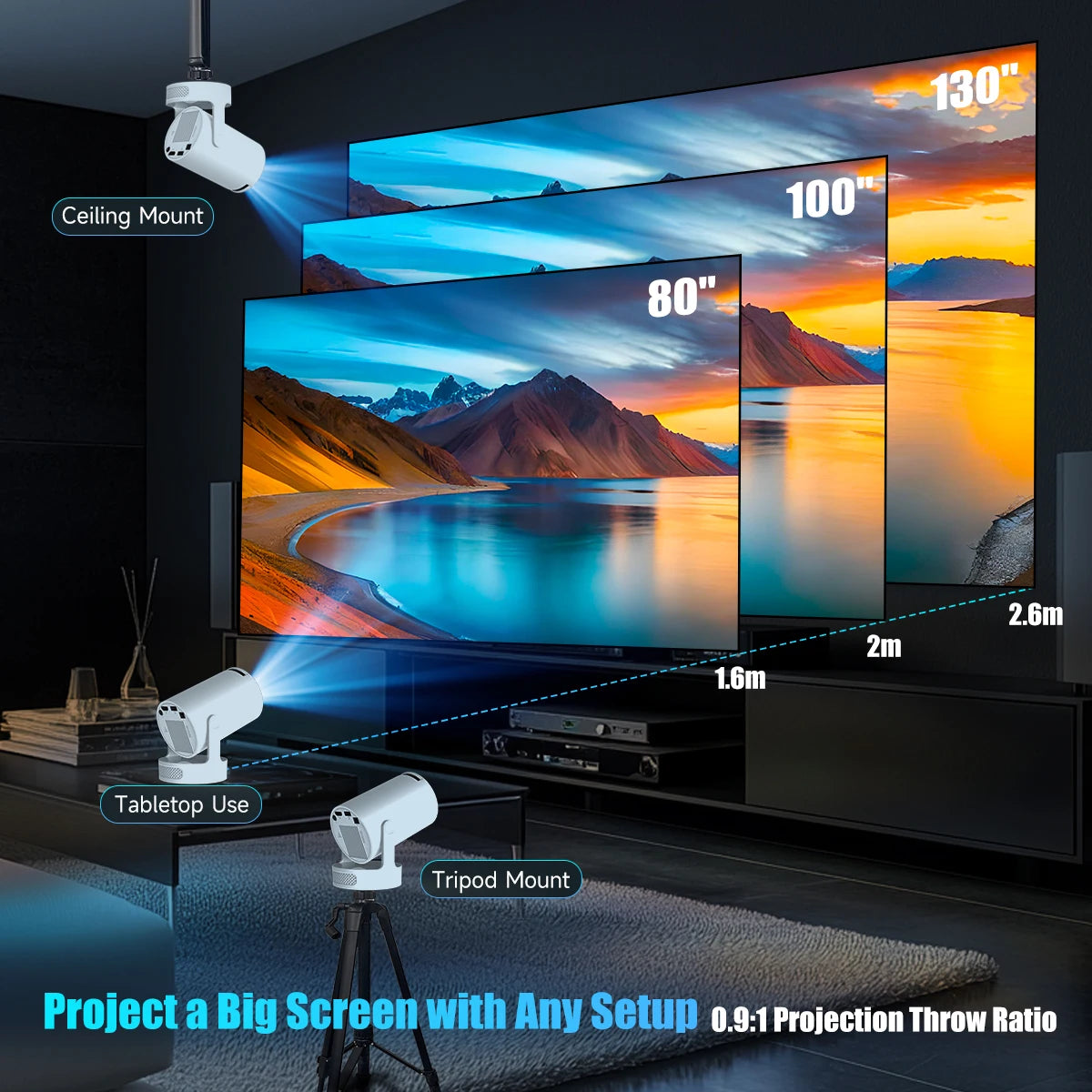 LuxeNova™ Ultra HD 4K Smart Home Cinema Projector - Android 11 & Wi-Fi 6