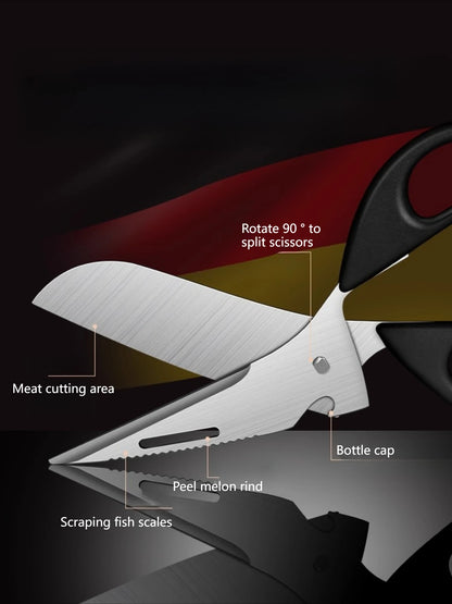 8-in-1 Heavy-Duty Multifunctional Kitchen Scissors - Stainless Steel Detachable Blade Locking System for Meat, Fish, Poultry