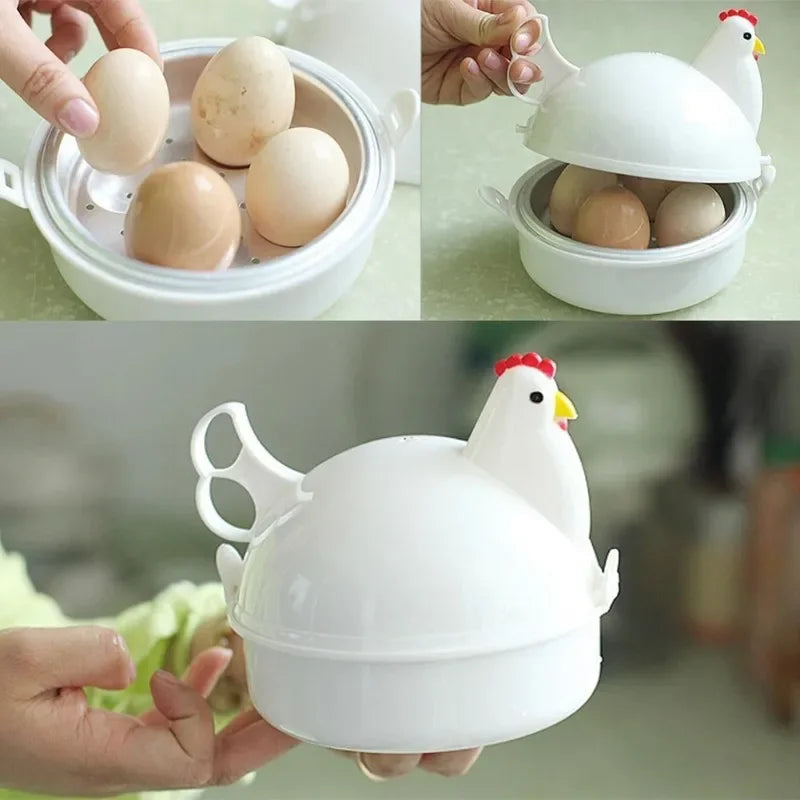Practical Lovely Chicken Shaped Eggs Boiler Steamer 4 Eggs 1Egg Microwave Eggs Cooker Cooking Tool Kitchen Accessories Gadgets