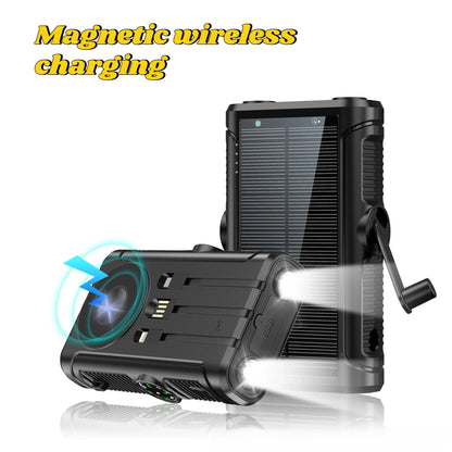 50000mAh Solar Power Bank 22.5W Magnetic Wireless Charging Camping Powerbank with Cables External Battery for IPhone Magsafe