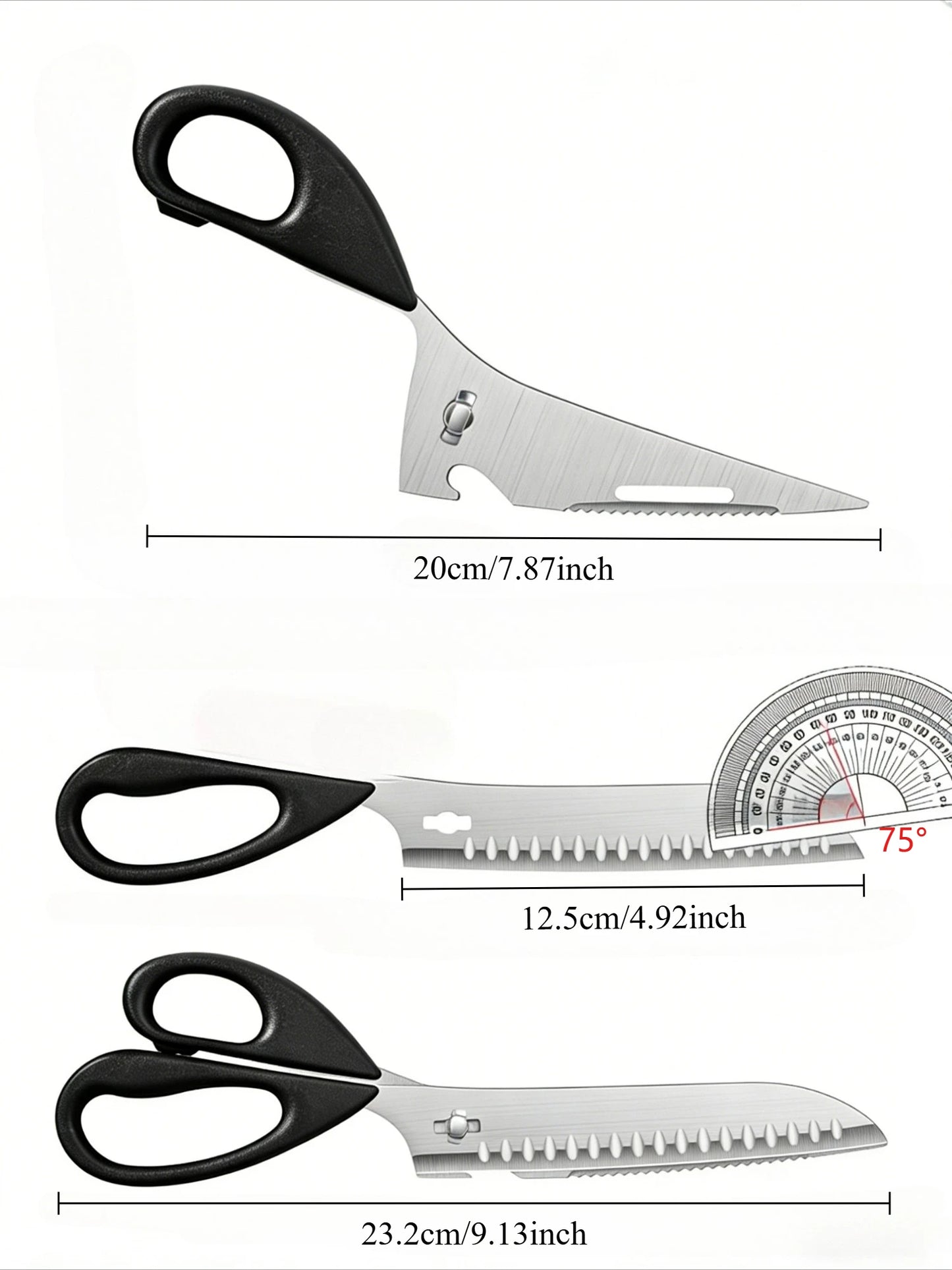 8-in-1 Heavy-Duty Multifunctional Kitchen Scissors - Stainless Steel Detachable Blade Locking System for Meat, Fish, Poultry