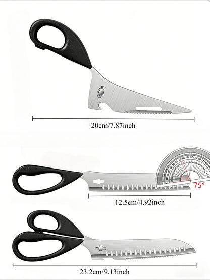8-in-1 Heavy-Duty Multifunctional Kitchen Scissors - Stainless Steel Detachable Blade Locking System for Meat, Fish, Poultry