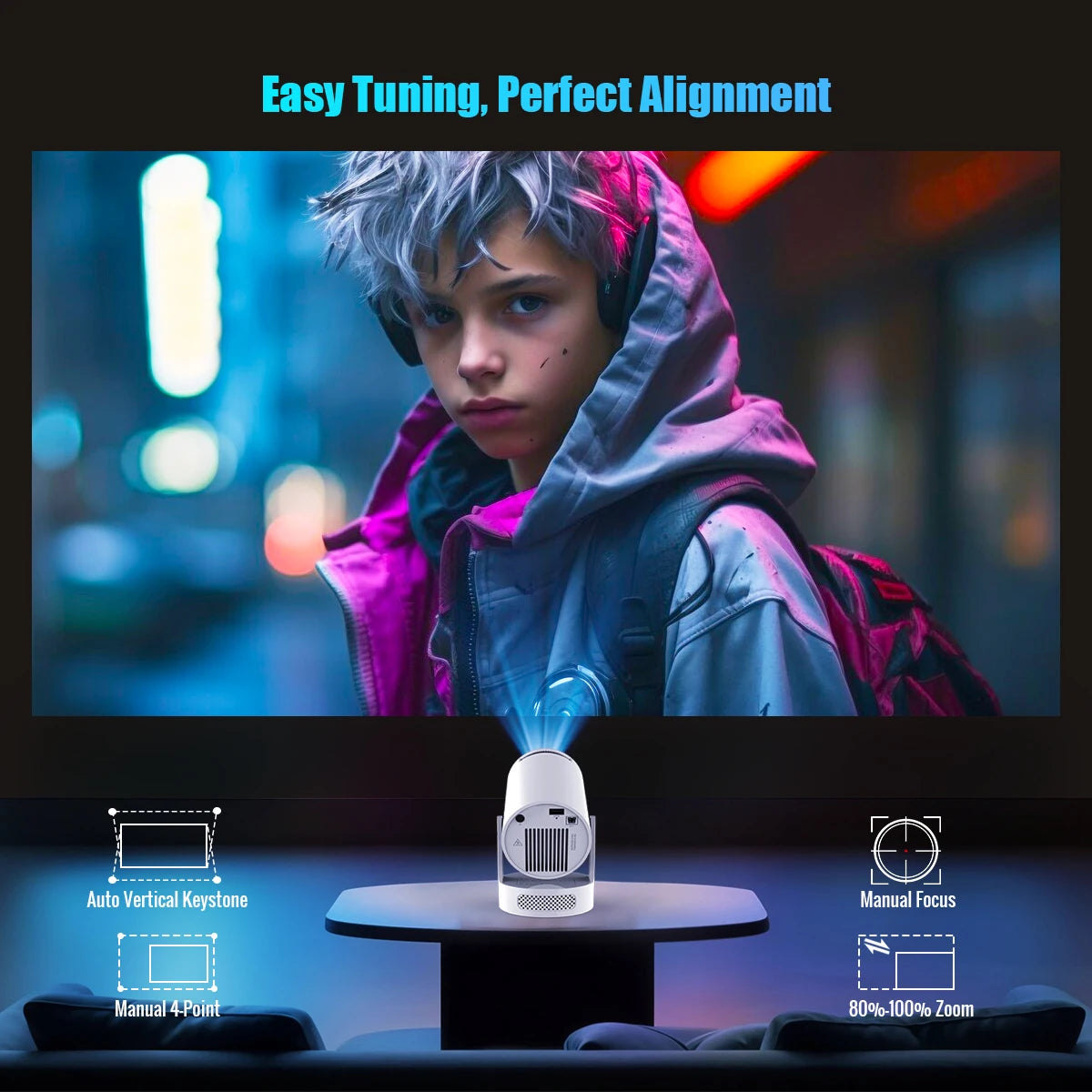 LuxeNova™ Ultra HD 4K Smart Home Cinema Projector - Android 11 & Wi-Fi 6