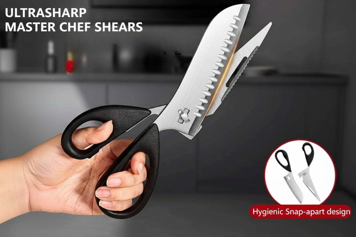 8-in-1 Heavy-Duty Multifunctional Kitchen Scissors - Stainless Steel Detachable Blade Locking System for Meat, Fish, Poultry